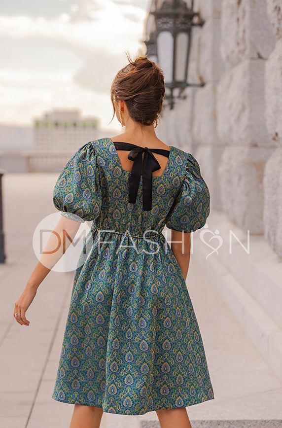 Hope Peacock Jacquard Party Dress- DM Exclusive - FINAL SALE