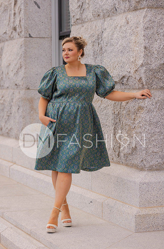 Hope Peacock Jacquard Party Dress- DM Exclusive - FINAL SALE