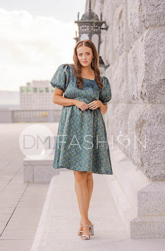 Hope Peacock Jacquard Party Dress- DM Exclusive - FINAL SALE