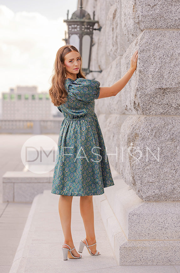 Hope Peacock Jacquard Party Dress- DM Exclusive - FINAL SALE