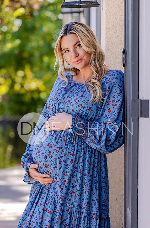 Kali Blue Floral Dress - DM Exclusive - Maternity Friendly