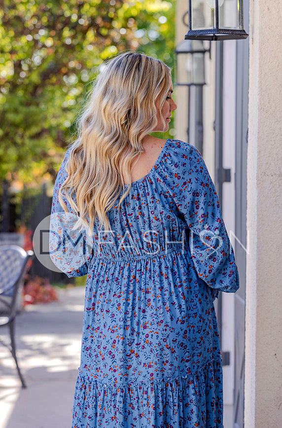 Kali Blue Floral Dress - DM Exclusive - Maternity Friendly