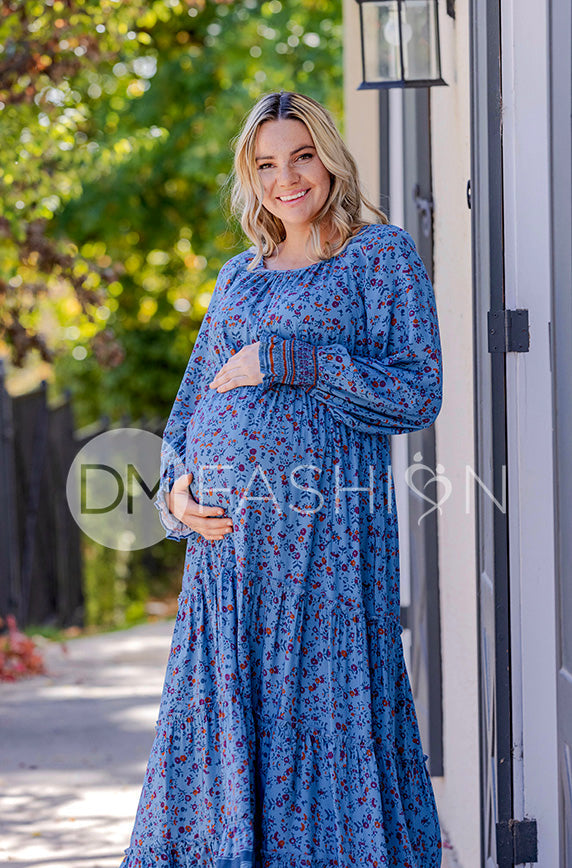 Kali Blue Floral Dress - DM Exclusive - Maternity Friendly