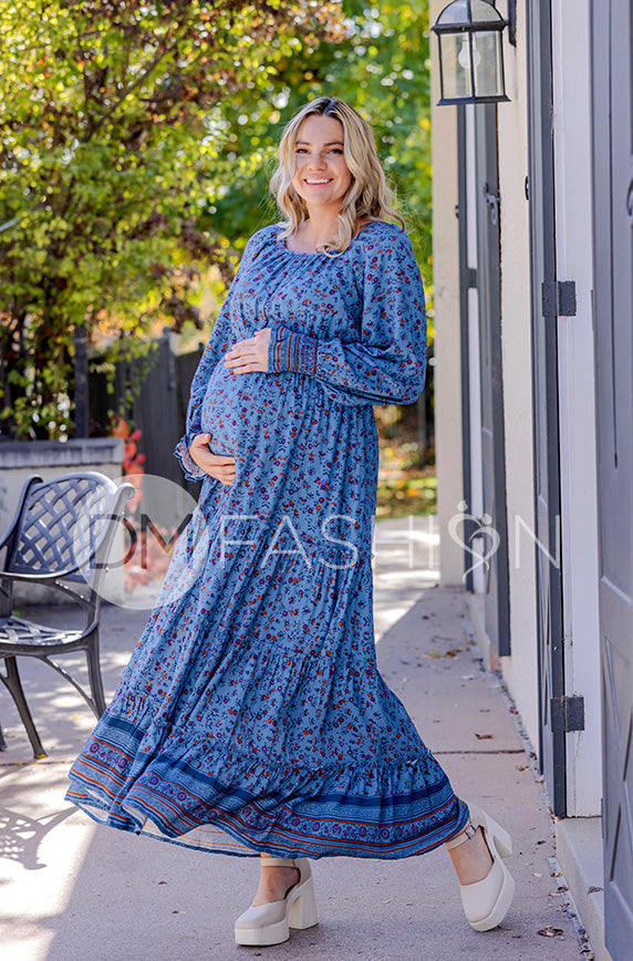 Kali Blue Floral Dress - DM Exclusive - Maternity Friendly