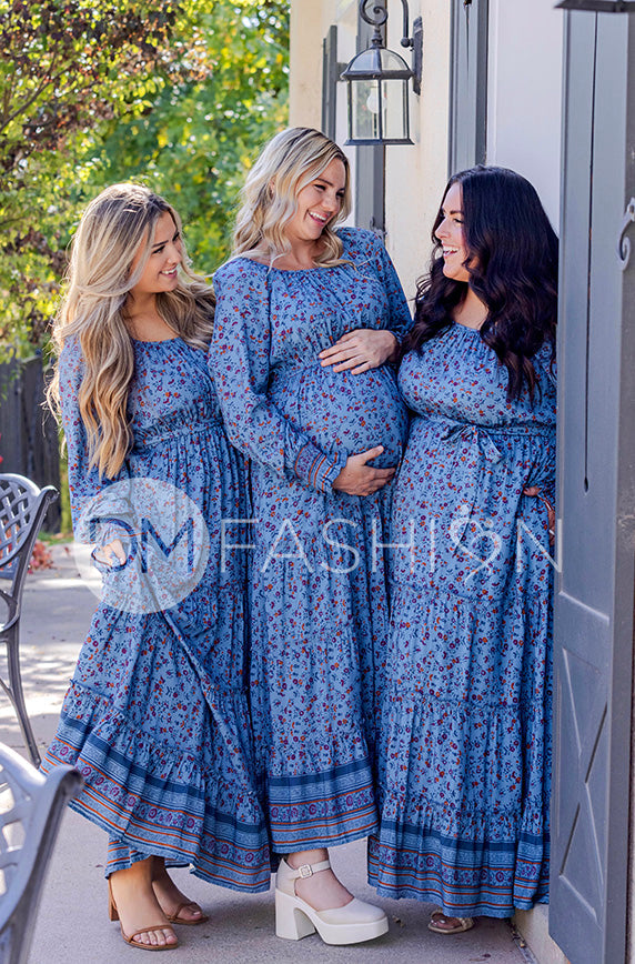 Kali Blue Floral Dress - DM Exclusive - Maternity Friendly