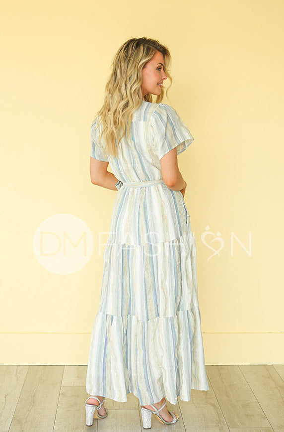Layton Blue Stripe Dress -  DM Exclusive - Nursing Friendly - FINAL SALE