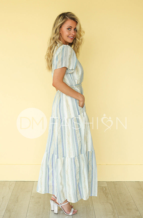 Layton Blue Stripe Dress -  DM Exclusive - Nursing Friendly - FINAL SALE