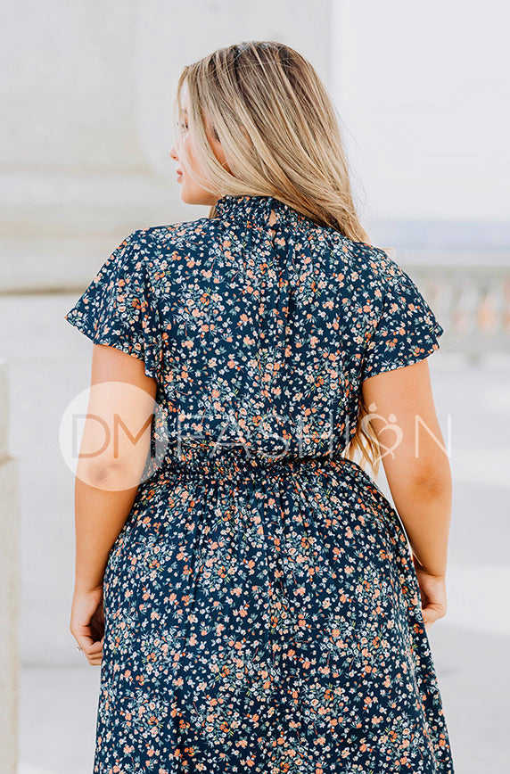 Skyler Navy Blossoms Smocked Maxi Dress ¨C DM Exclusive - Maternity Friendly - Restocked- LOW STOCK