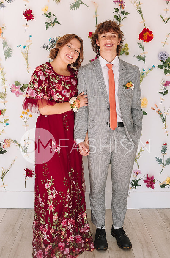Odette Burgundy Garden Floral Gown - DM Exclusive
