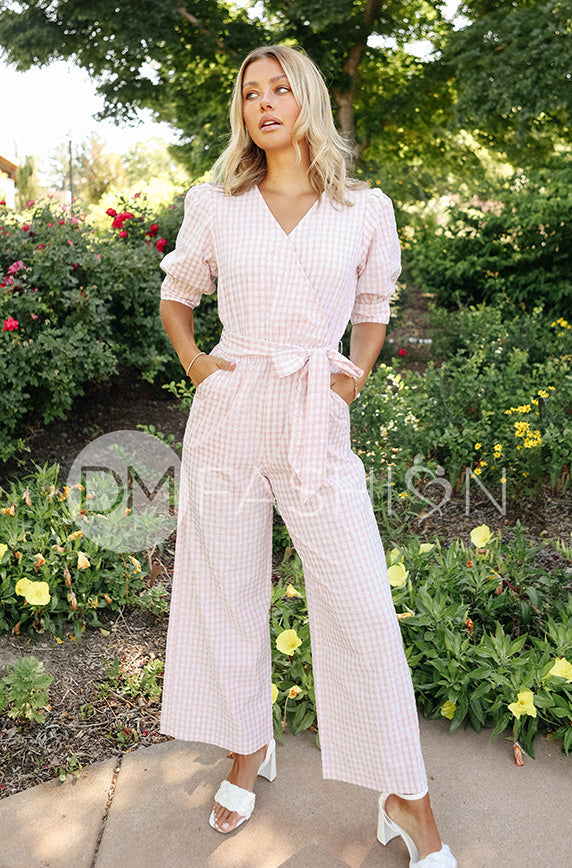 Inverness Pink Gingham Jumpsuit - DM Exclusive - Nursing Friendly - FINAL SALE