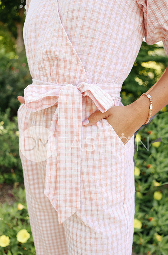 Inverness Pink Gingham Jumpsuit - DM Exclusive - Nursing Friendly - FINAL SALE