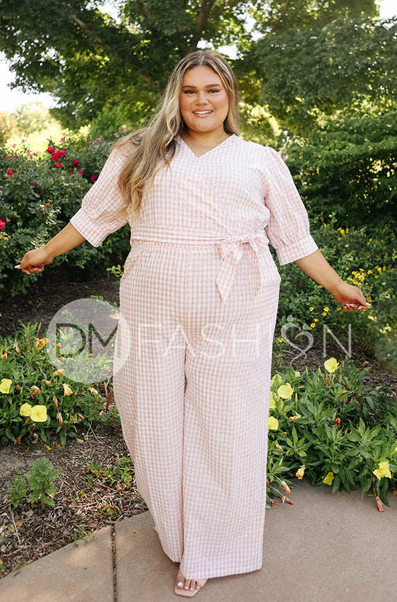 Inverness Pink Gingham Jumpsuit - DM Exclusive - Nursing Friendly - FINAL SALE