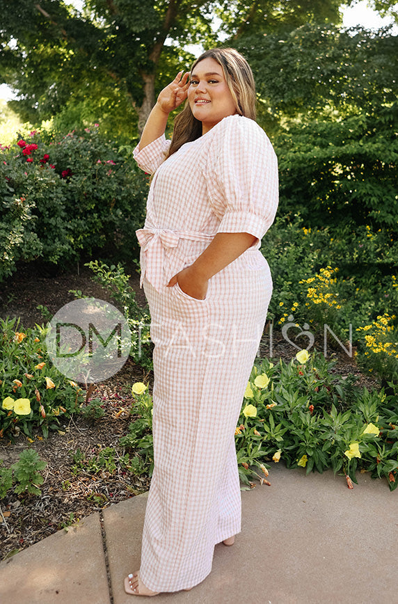 Inverness Pink Gingham Jumpsuit - DM Exclusive - Nursing Friendly - FINAL SALE