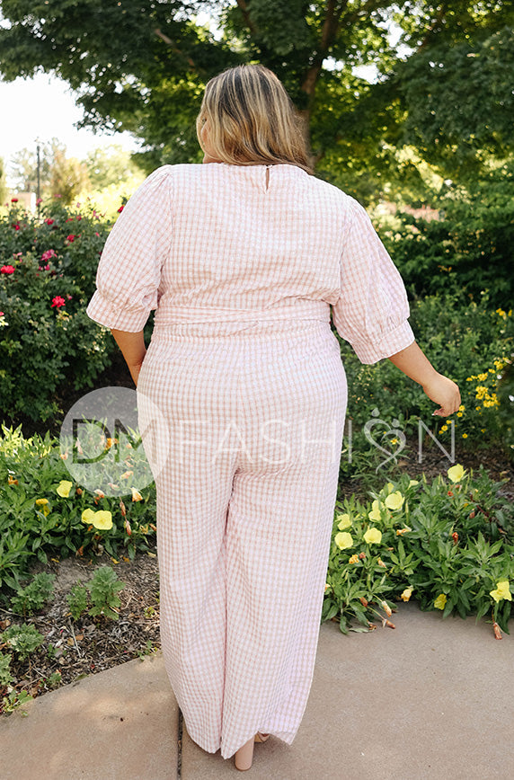 Inverness Pink Gingham Jumpsuit - DM Exclusive - Nursing Friendly - FINAL SALE