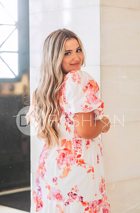 Cassidy Hot Pink Floral Dress - DM Exclusive - Maternity Friendly - Restocked