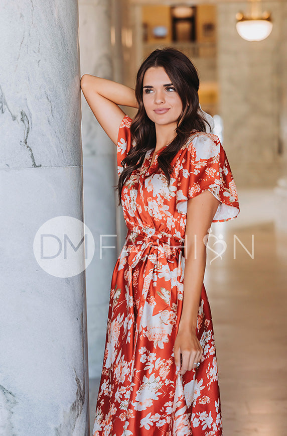 Magnolia Rust Floral Dress - DM Exclusive - Nursing Friendly - FINAL SALE