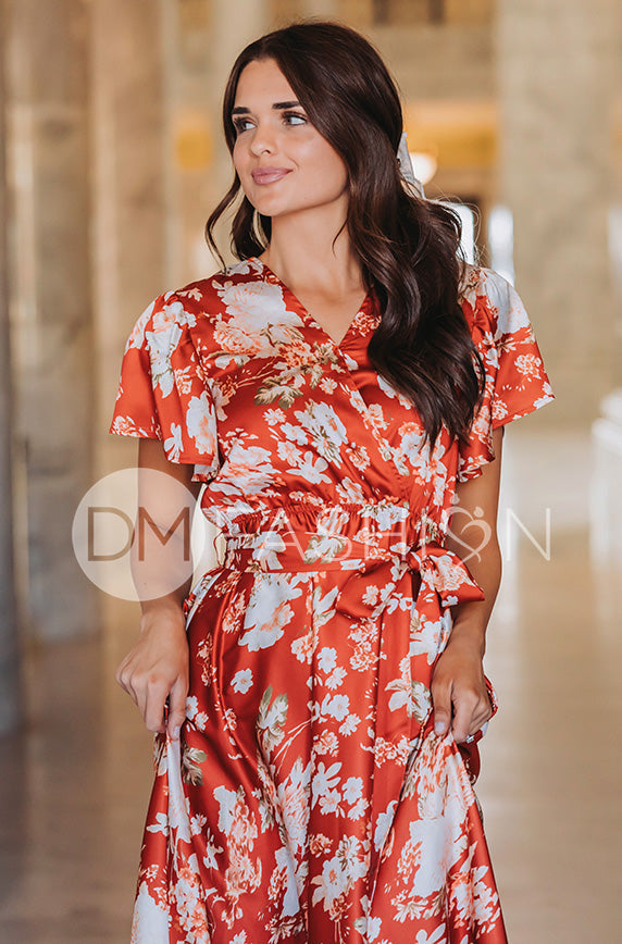 Magnolia Rust Floral Dress - DM Exclusive - Nursing Friendly - FINAL SALE