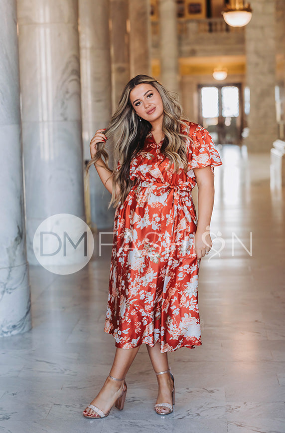 Magnolia Rust Floral Dress - DM Exclusive - Nursing Friendly - FINAL SALE