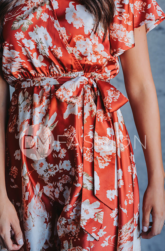 Magnolia Rust Floral Dress - DM Exclusive - Nursing Friendly - FINAL SALE
