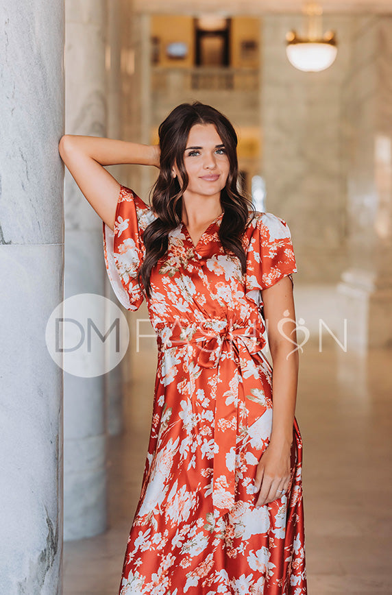 Magnolia Rust Floral Dress - DM Exclusive - Nursing Friendly - FINAL SALE