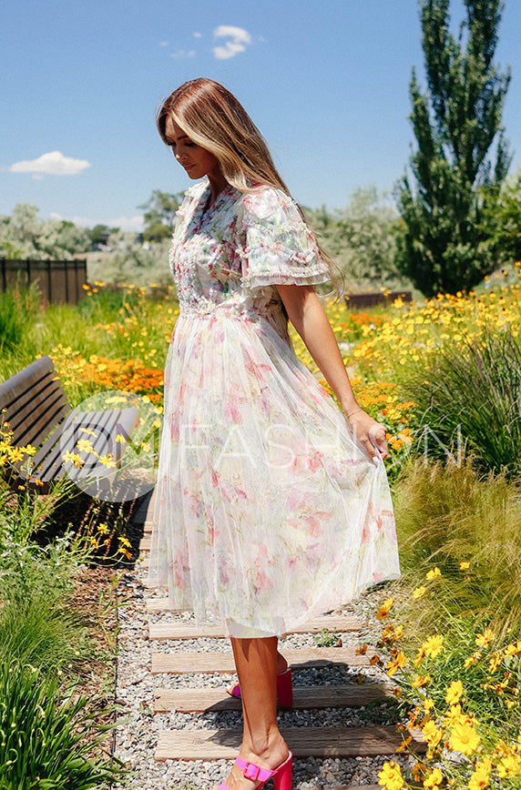 Celeste Iris Floral Dress- DM Exclusive - Restocked