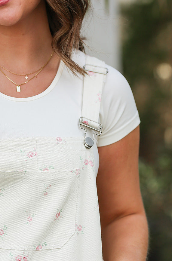 Picking Petals Cream Overalls - FINAL SALE
