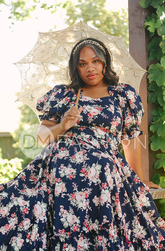 Brynnleigh Navy Cottage Floral Gown- DM Exclusive - Maternity Friendly