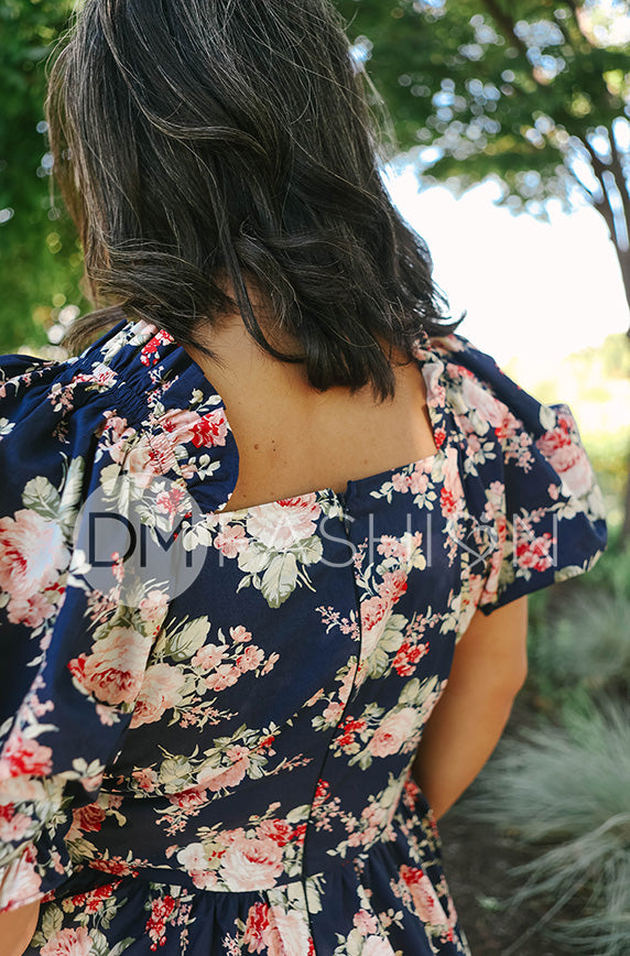 Brynnleigh Navy Cottage Floral Gown- DM Exclusive - Maternity Friendly