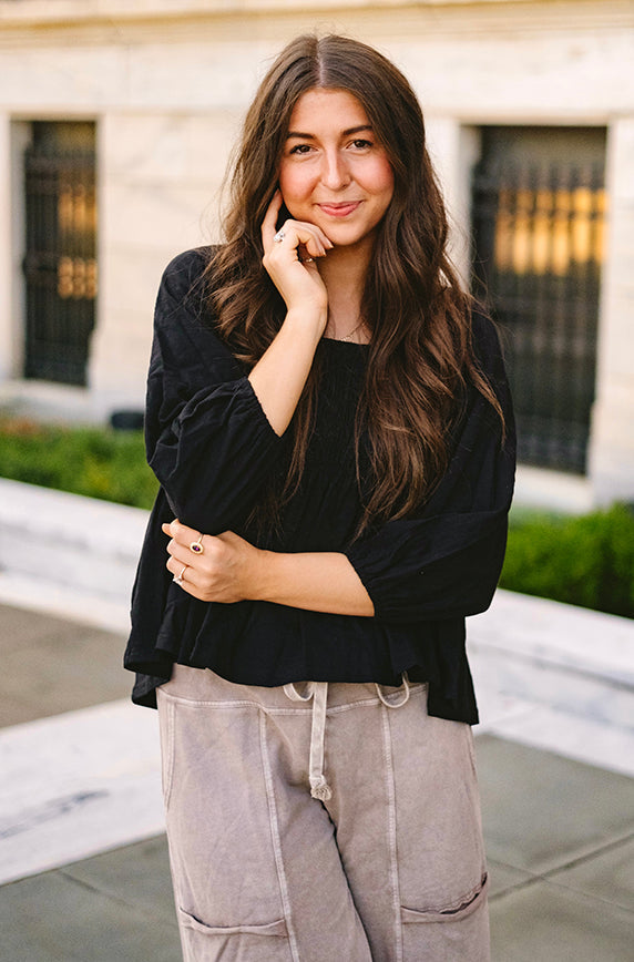 Better in Black Smocked Blouse - FINAL SALE