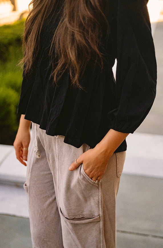 Better in Black Smocked Blouse - FINAL SALE