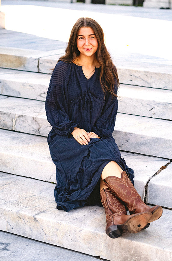 Sylvia Indigo Velvet Dress - FINAL FEW - FINAL SALE