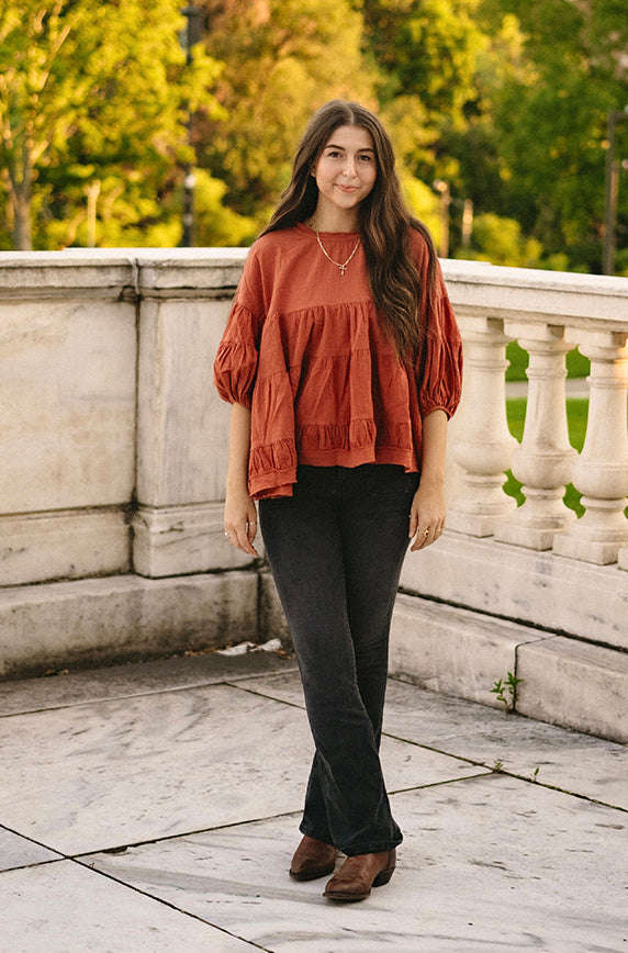 Fall At Last Rust Blouse - Restocked
