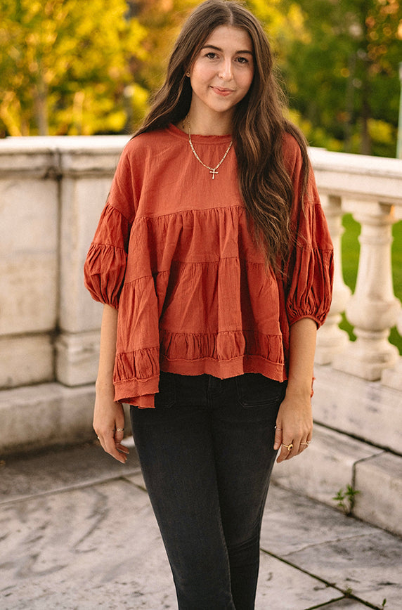 Fall At Last Rust Blouse - Restocked