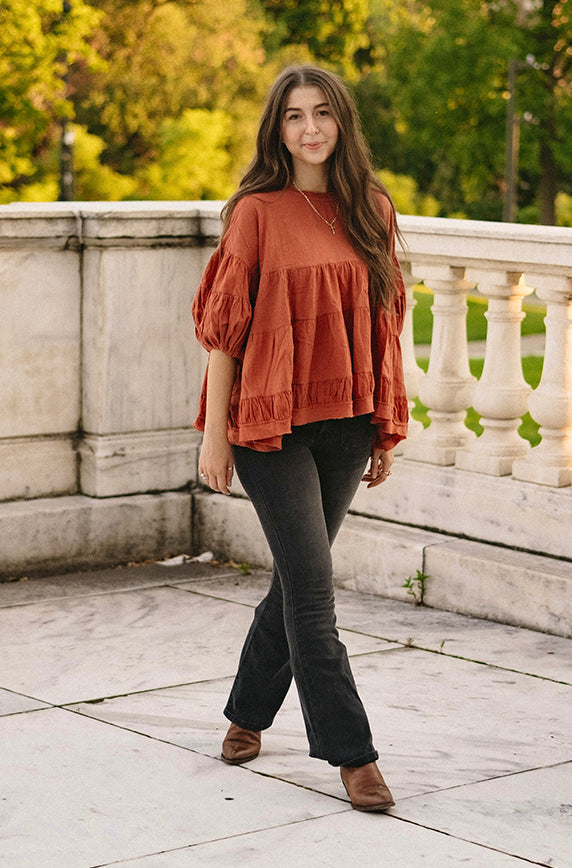 Fall At Last Rust Blouse - Restocked