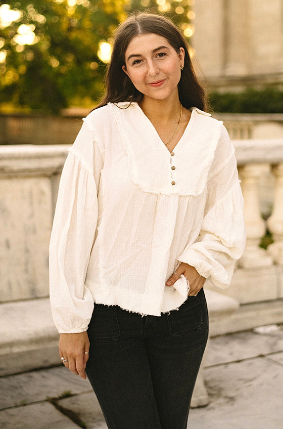 Fall Coasting White Blouse - FINAL SALE