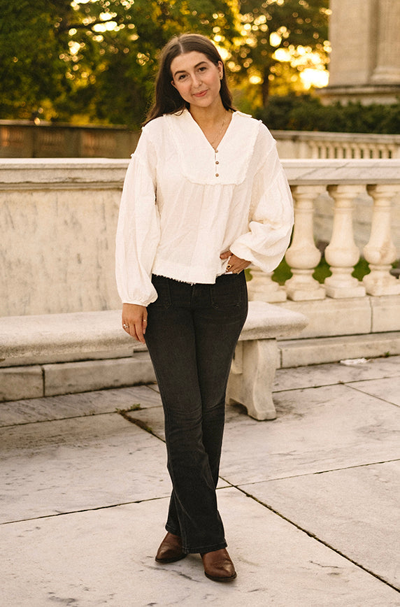Fall Coasting White Blouse - FINAL SALE