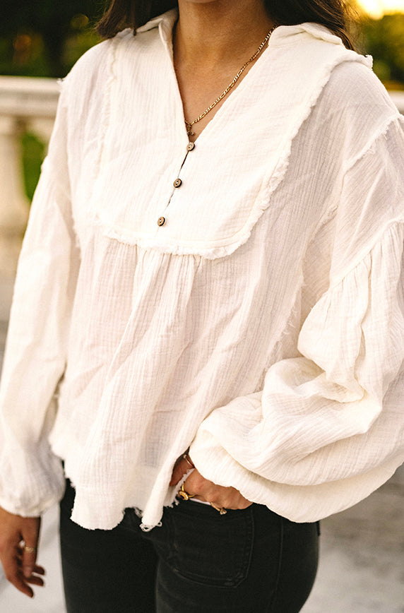 Fall Coasting White Blouse - FINAL SALE