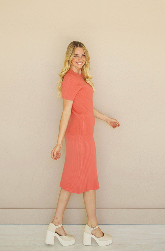 Jump Into Fall Knit Salmon Set - FINAL SALE