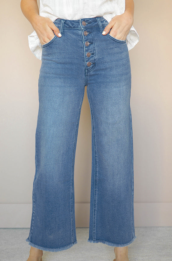Don't Look Back Mid Wash Cropped Jeans - FINAL SALE
