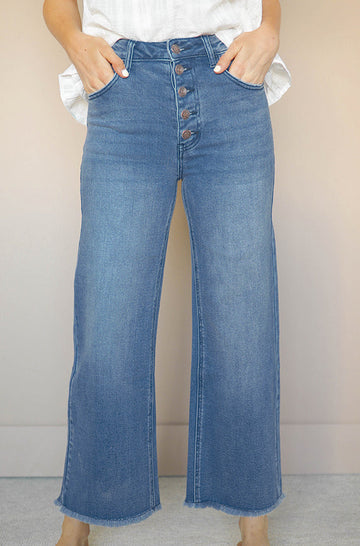 Don't Look Back Mid Wash Cropped Jeans - FINAL SALE