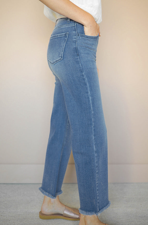 Don't Look Back Mid Wash Cropped Jeans - FINAL SALE