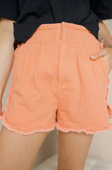 The Story Never Ends Coral Ruffled High Waist Shorts - FINAL SALE