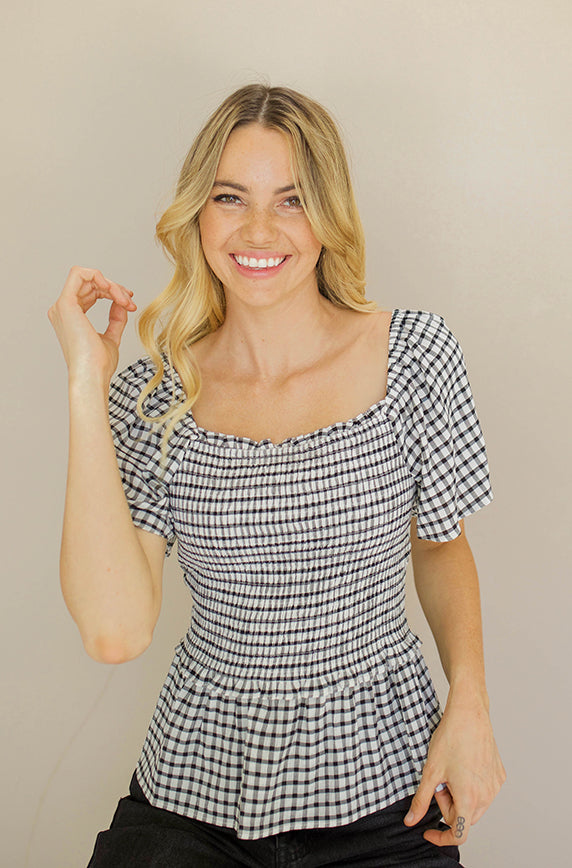 Sweet Smiles Black/White Gingham Top - FINAL SALE