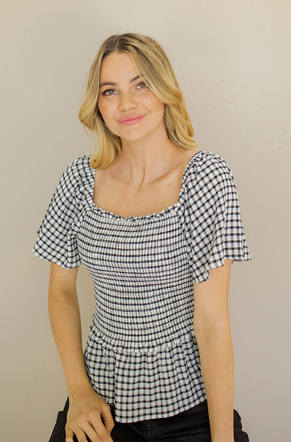 Sweet Smiles Black/White Gingham Top - FINAL SALE