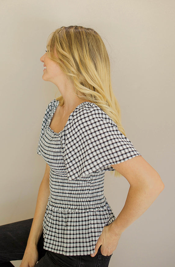 Sweet Smiles Black/White Gingham Top - FINAL SALE