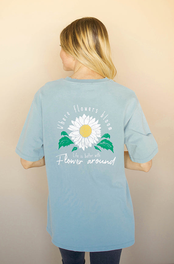 Where Flowers Bloom Blue Oversized Tee - FINAL SALE - FINAL FEW