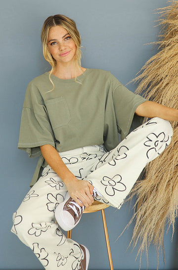 You Make Me Daisy Ecru Jeans - FINAL SALE