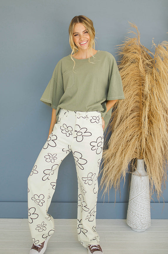 You Make Me Daisy Ecru Jeans - FINAL SALE