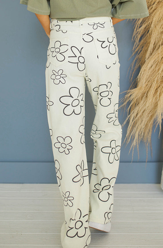 You Make Me Daisy Ecru Jeans - FINAL SALE