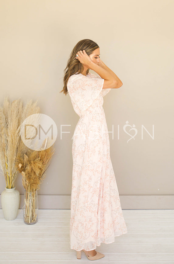 Kami Peach Blossom Dress - DM Exclusive - Maternity Friendly - Nursing Friendly - FINAL SALE